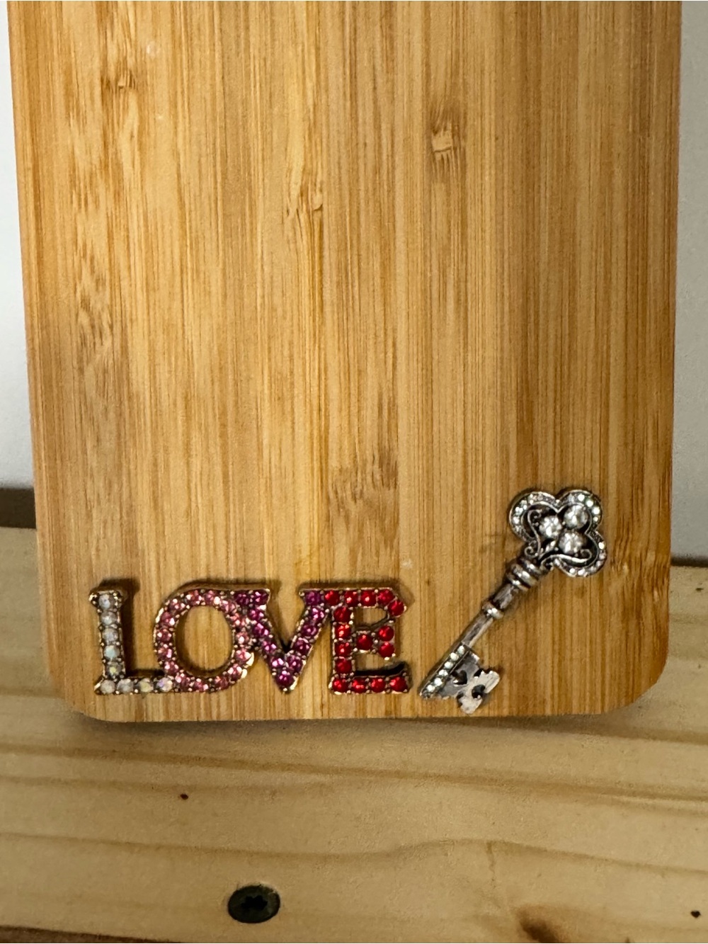 Wooden Kitchen Accent with Pink and Red LOVE Embellishment